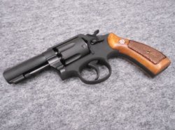 画像2: （１８歳以上用）マルシン ガスガン M10 3in BK HW ハーフチェッカー木製グリップ仕様